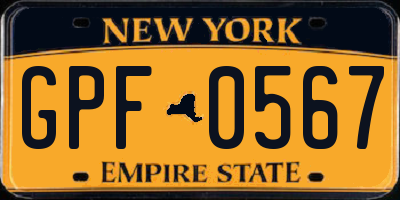 NY license plate GPF0567