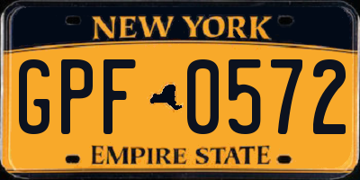 NY license plate GPF0572