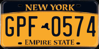 NY license plate GPF0574