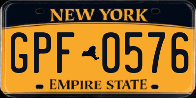 NY license plate GPF0576