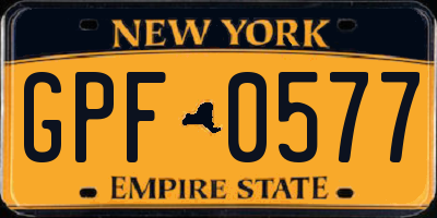 NY license plate GPF0577