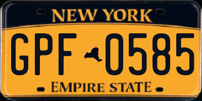 NY license plate GPF0585