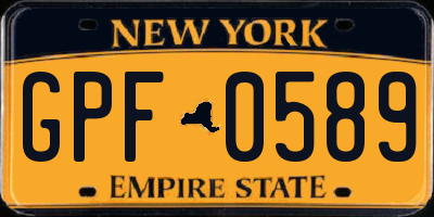 NY license plate GPF0589