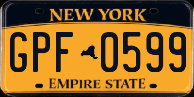 NY license plate GPF0599