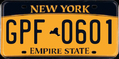 NY license plate GPF0601
