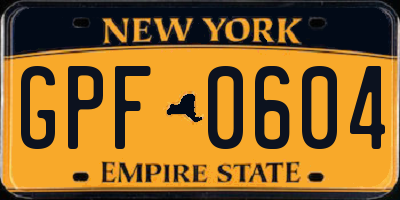 NY license plate GPF0604