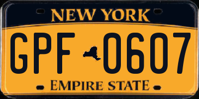 NY license plate GPF0607