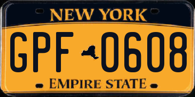 NY license plate GPF0608