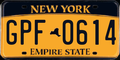 NY license plate GPF0614