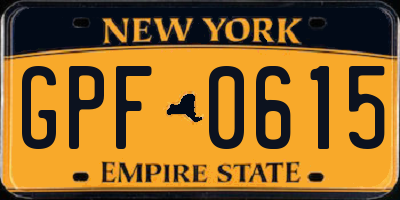 NY license plate GPF0615