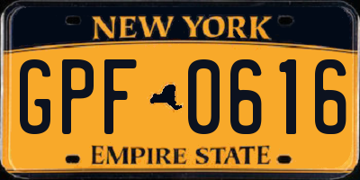 NY license plate GPF0616