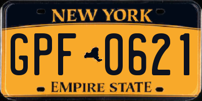 NY license plate GPF0621