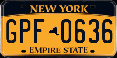 NY license plate GPF0636