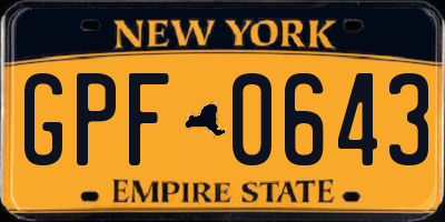NY license plate GPF0643