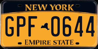 NY license plate GPF0644