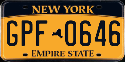 NY license plate GPF0646