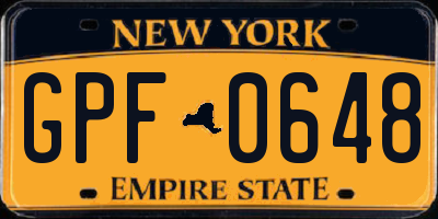 NY license plate GPF0648