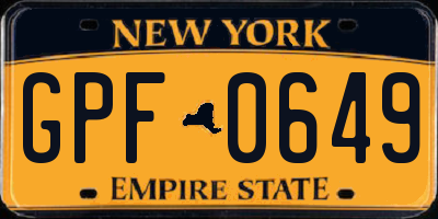 NY license plate GPF0649