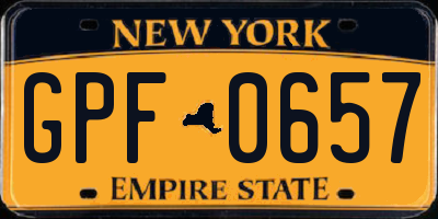 NY license plate GPF0657