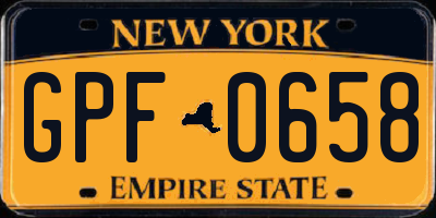 NY license plate GPF0658
