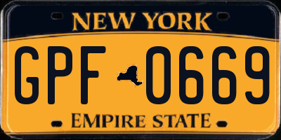 NY license plate GPF0669