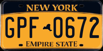 NY license plate GPF0672
