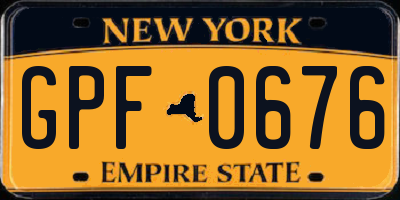 NY license plate GPF0676