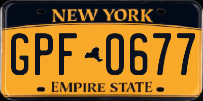 NY license plate GPF0677
