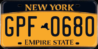 NY license plate GPF0680