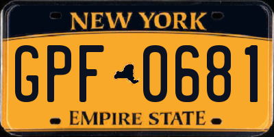 NY license plate GPF0681