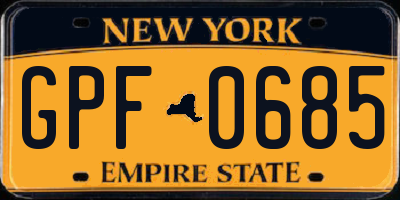 NY license plate GPF0685
