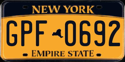 NY license plate GPF0692