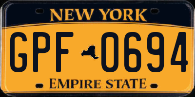 NY license plate GPF0694