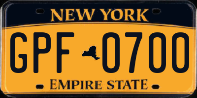 NY license plate GPF0700