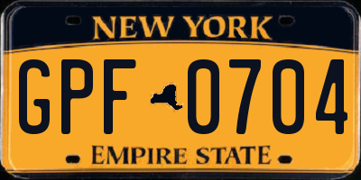 NY license plate GPF0704