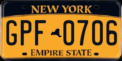 NY license plate GPF0706