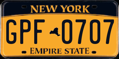 NY license plate GPF0707