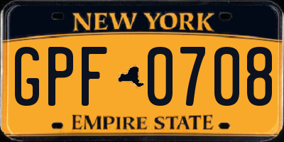 NY license plate GPF0708