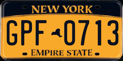 NY license plate GPF0713