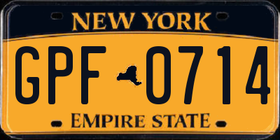 NY license plate GPF0714