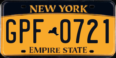 NY license plate GPF0721