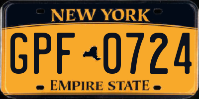 NY license plate GPF0724