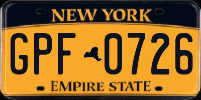 NY license plate GPF0726