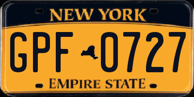 NY license plate GPF0727