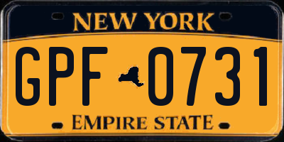 NY license plate GPF0731