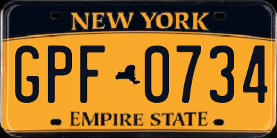 NY license plate GPF0734