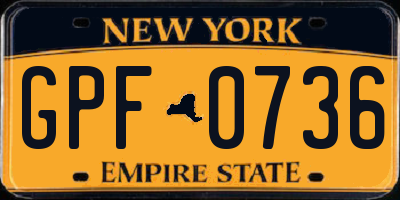 NY license plate GPF0736