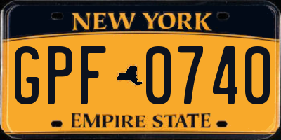 NY license plate GPF0740