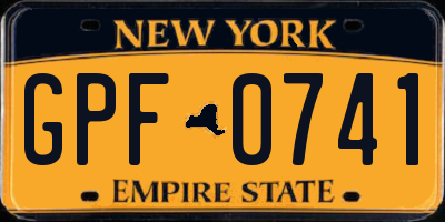 NY license plate GPF0741