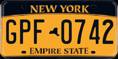 NY license plate GPF0742